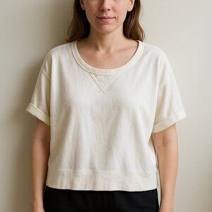 ATKO Womens Supima cotton oversized Cropped lagenlook top size medium